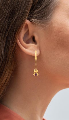 Amethyst Spider Earrings 0.4 Carats Gold Plated Silver