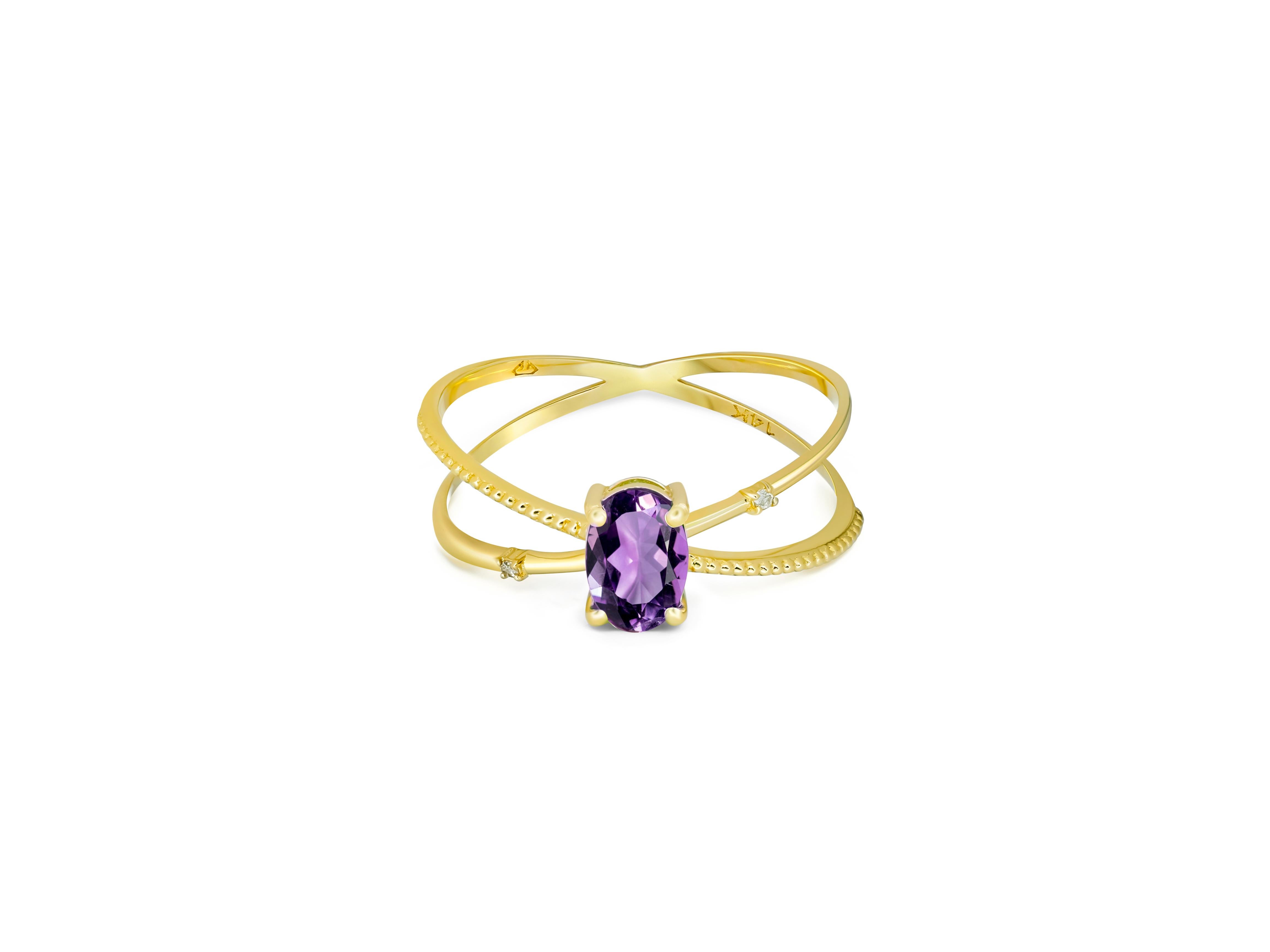 For Sale:  Amethyst Spiral Ring, Oval Amethyst Ring, Amethyst Gold Ring 2