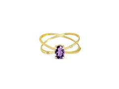 Amethyst- Spiralring, ovaler Amethyst-Ring, Amethyst-Goldring