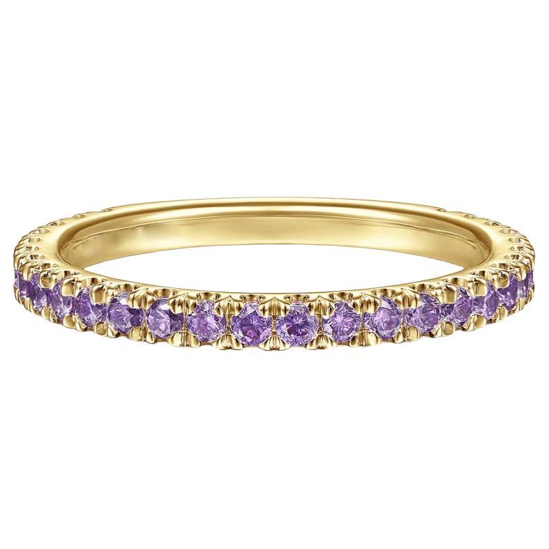 Amethyst Stackable 2mm Band 14K Gold February Birthstone Wedding Stack LR50889