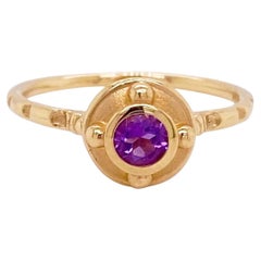 Amethyst Stackable Ring, 14K Yellow Gold, Made in USA, February Birthstone