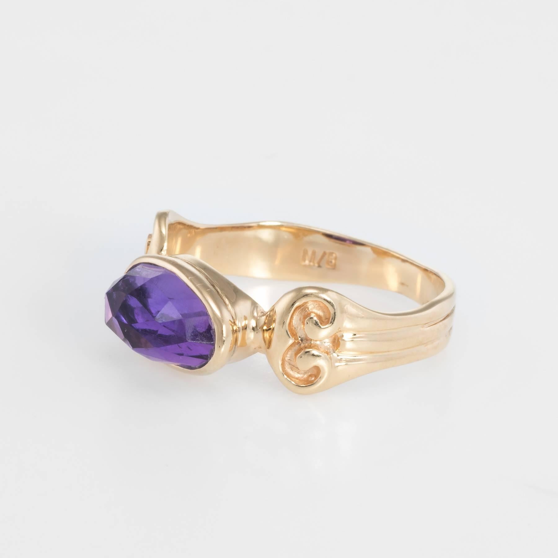 Amethyst Stacking Ring Vintage 14 Karat Yellow Gold In Excellent Condition In Torrance, CA