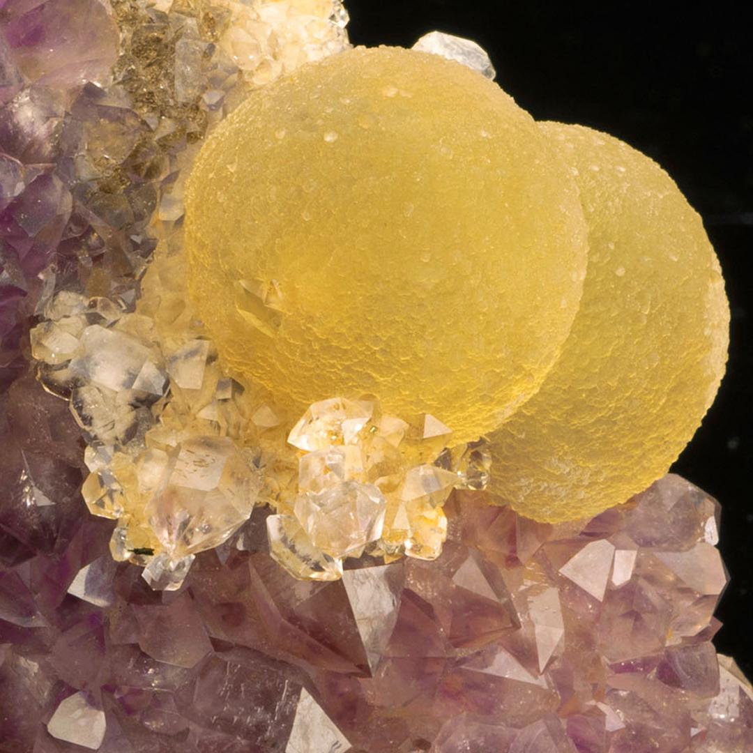 Contemporary Amethyst Stalactite with Botryoidal Fluorite and Calcite (The High Heel) For Sale