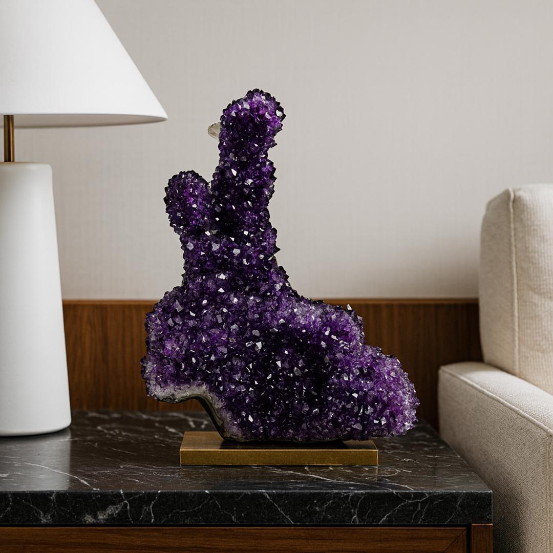 Amethyst Stalaktiten mit Calcit im Angebot 2