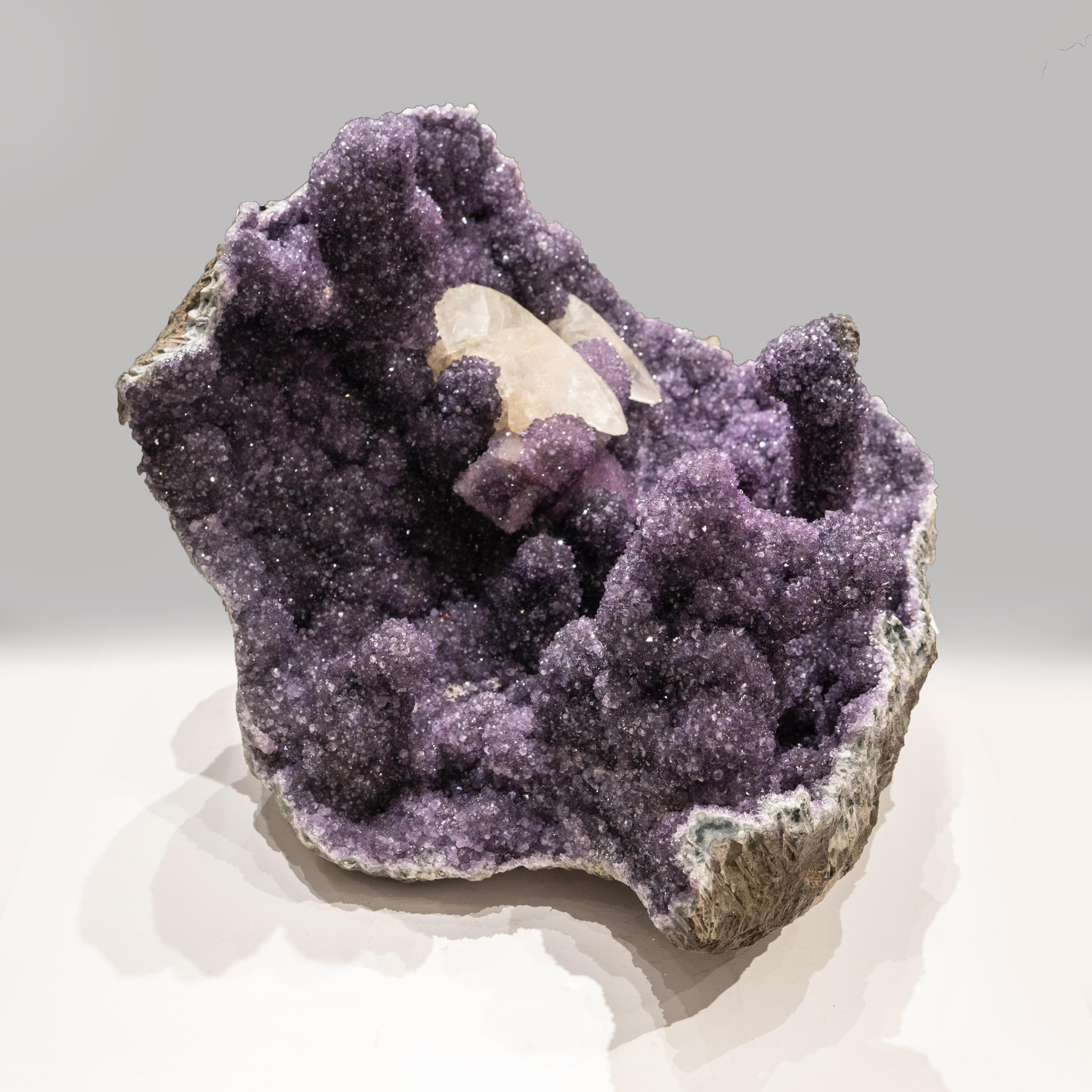 Indian Amethyst Geode Stalactites Cluster with Calcite from Uruguay ( 13
