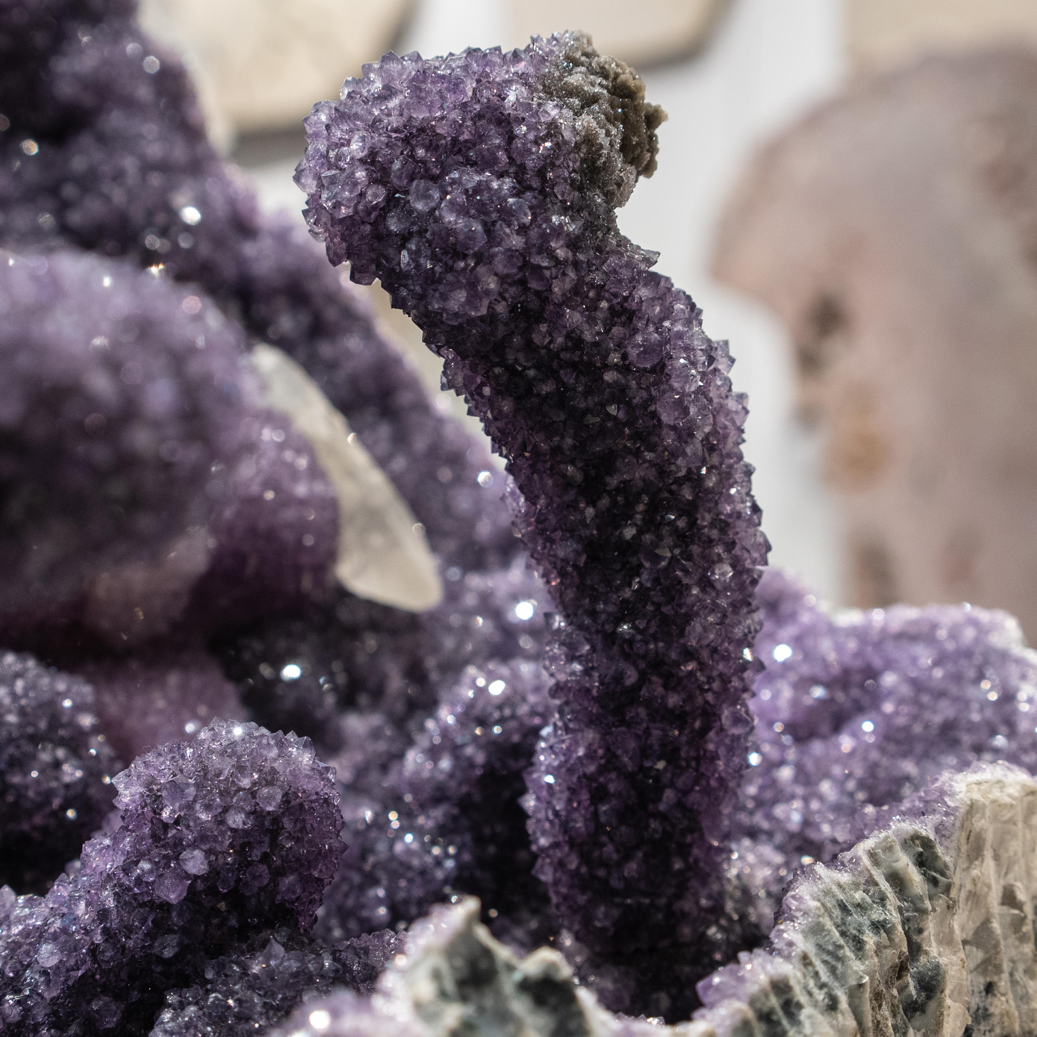 Amethyst Geode Stalactites Cluster with Calcite from Uruguay ( 13