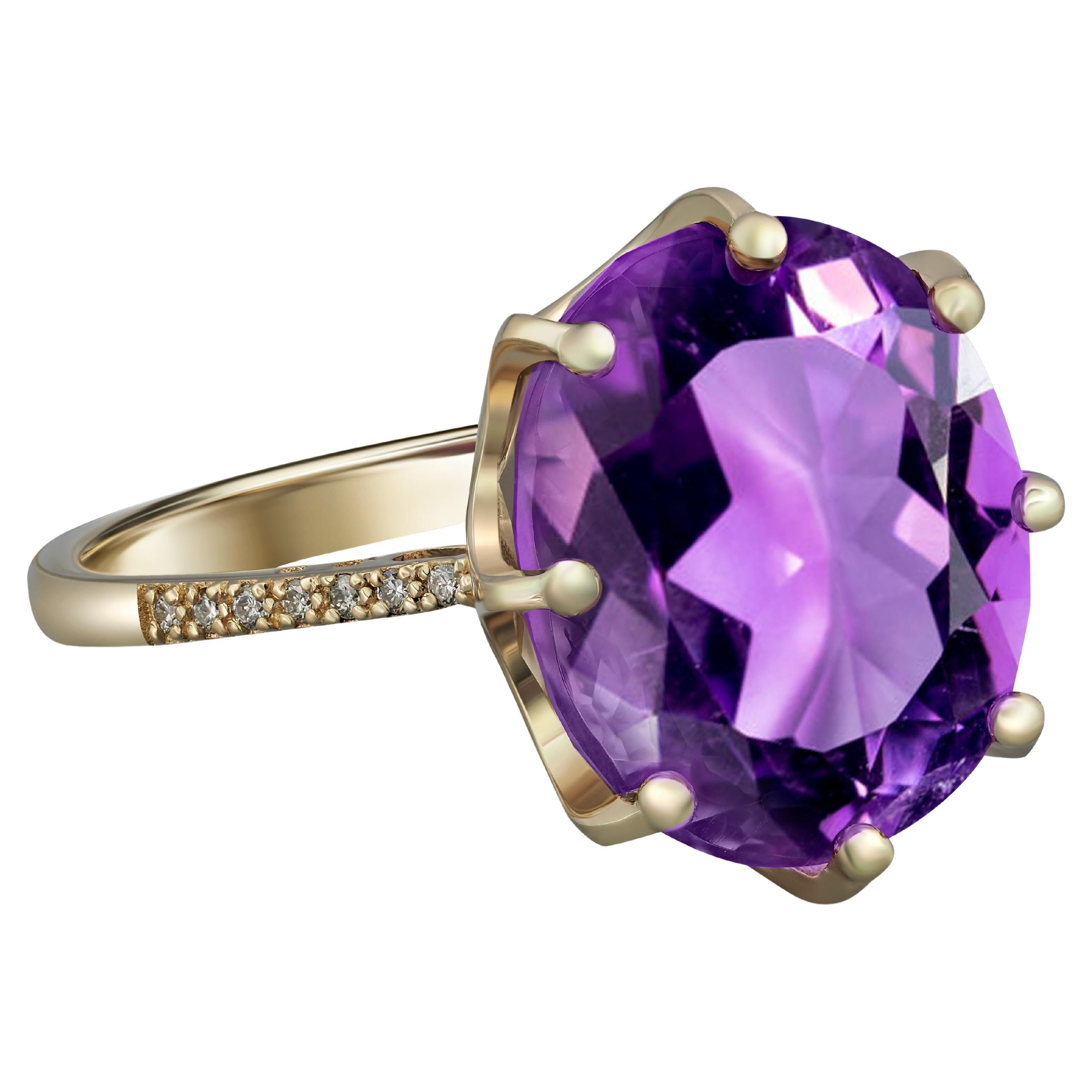 Customizable Amethyst Statement Gold Ring For Sale at 1stDibs