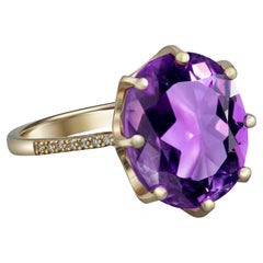 Used Amethyst Statement Gold Ring