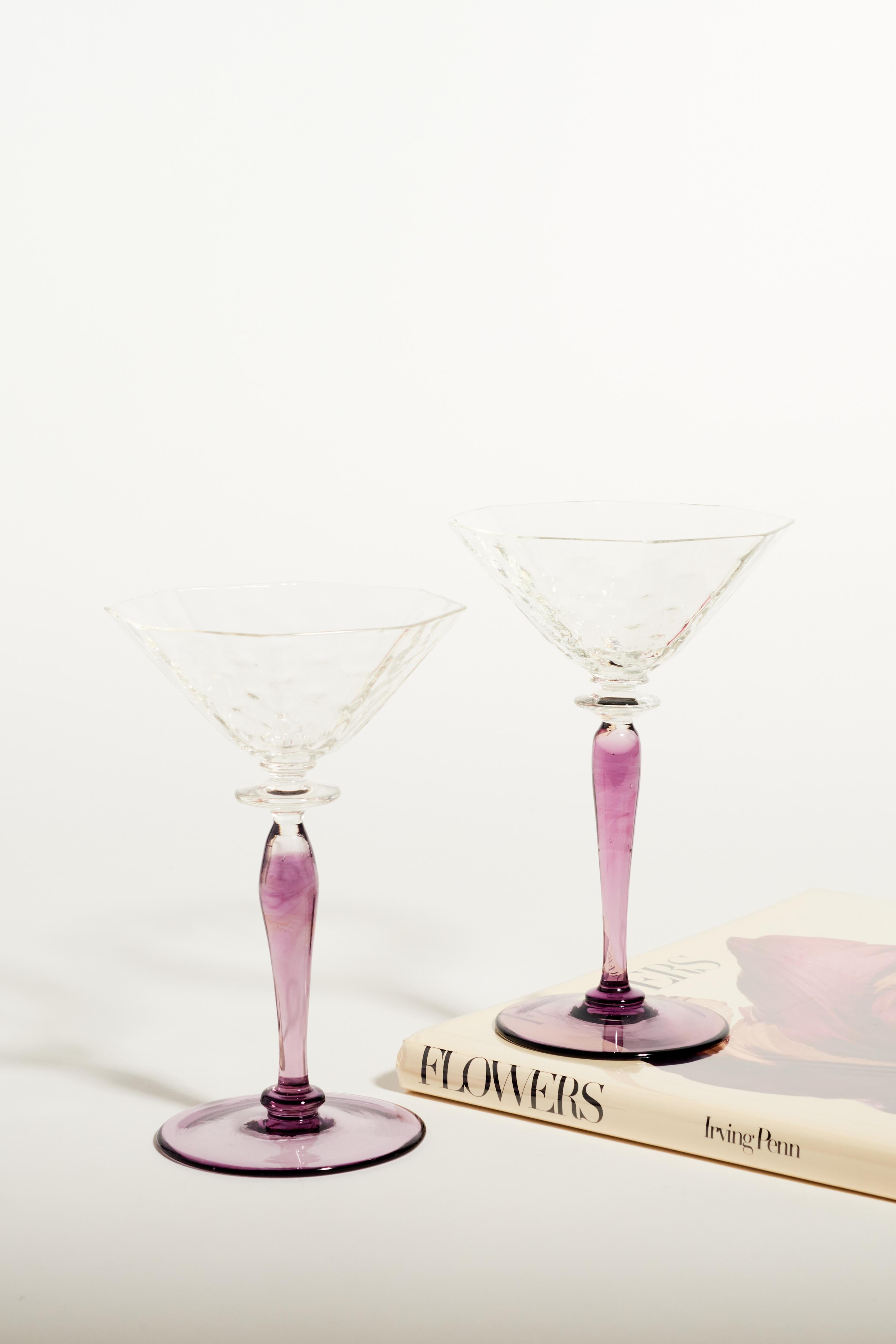 Amethyst Stem Martini Glasses Set of Two 1