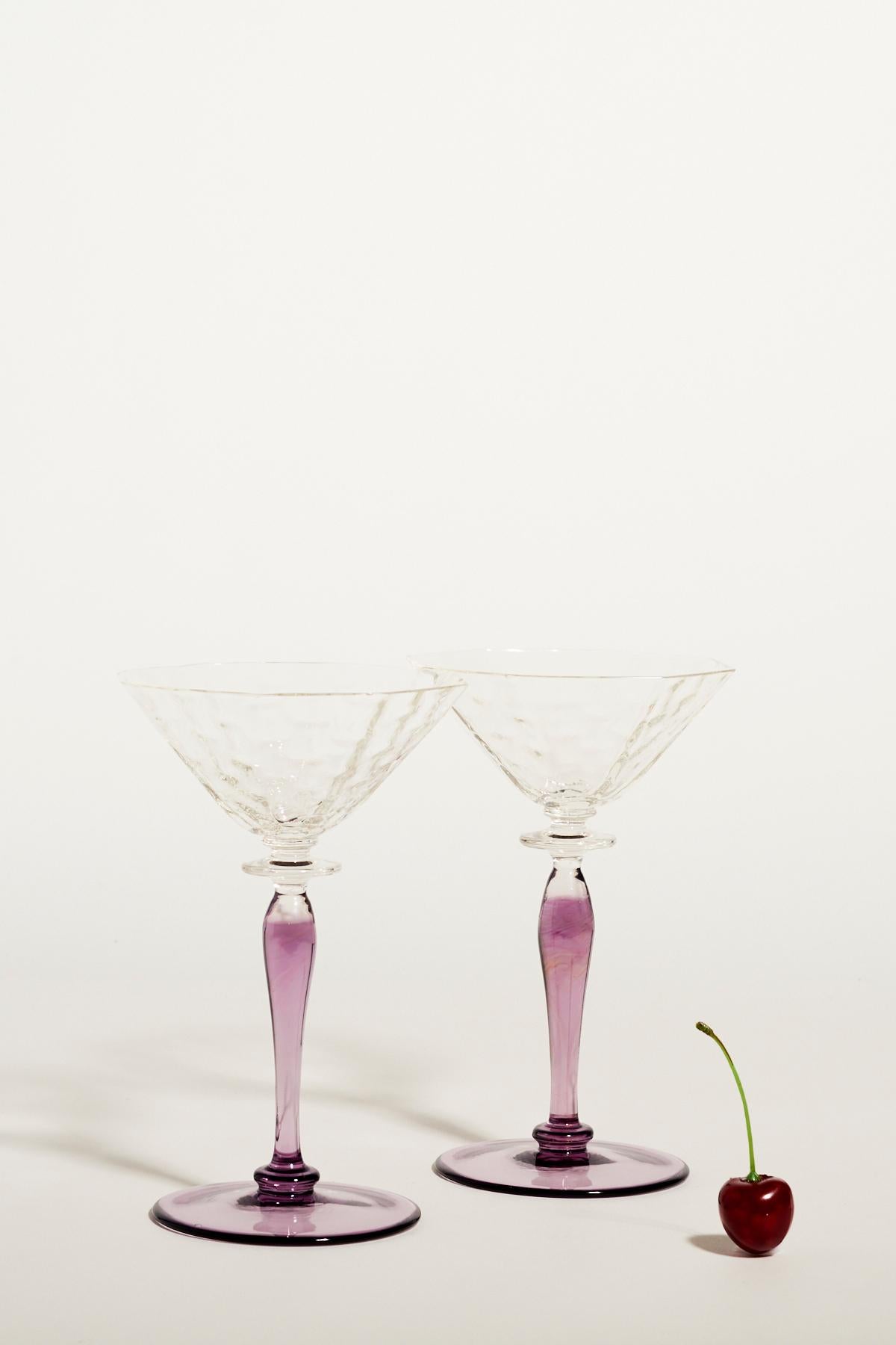 Amethyst Stem Martini Glasses Set of Two 2