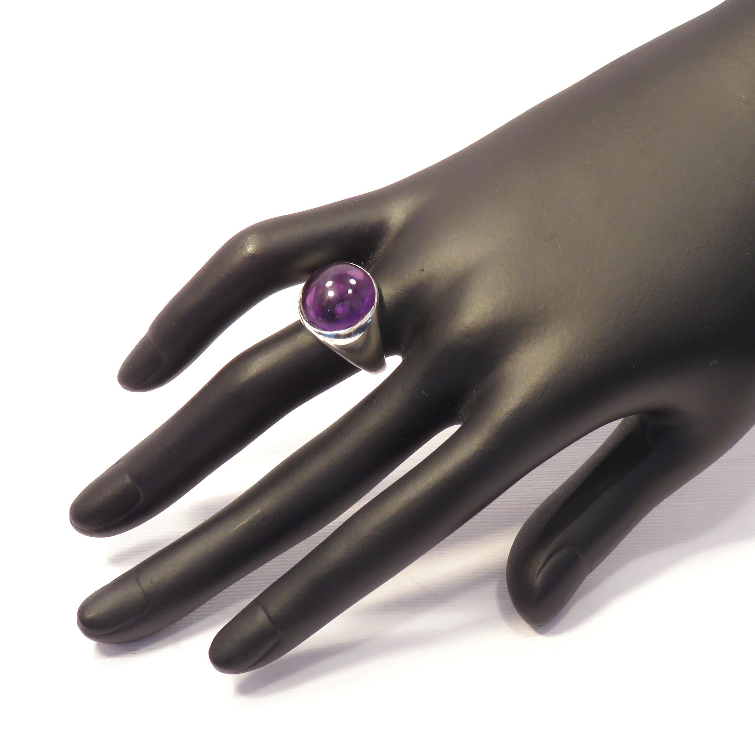 Amethyst Sterling Silver Band Ring Handcrafted in Italy For Sale 1