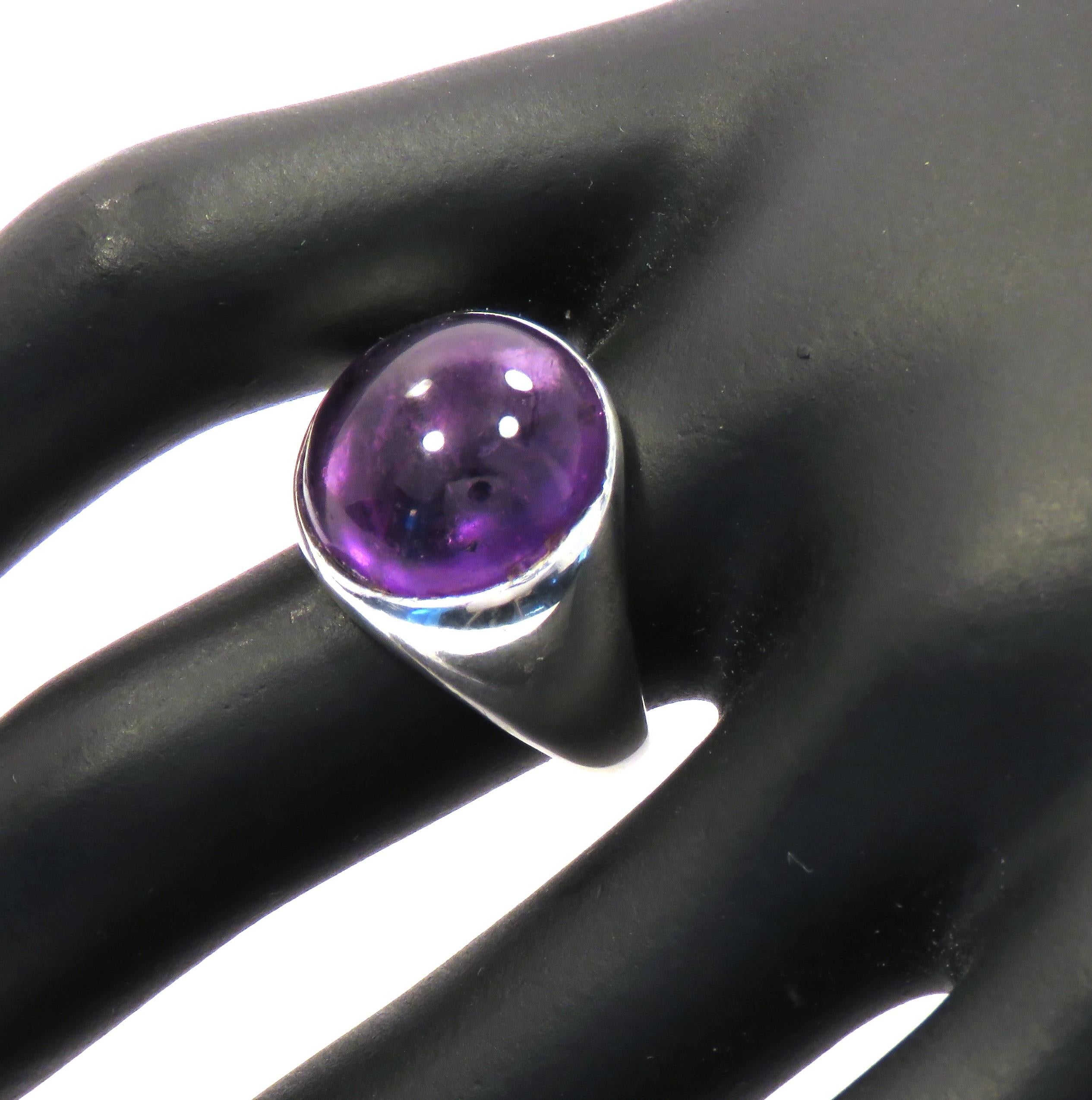 Amethyst Sterling Silver Band Ring Handcrafted in Italy For Sale 2