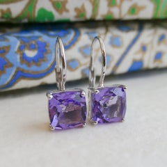 Amethyst Sterling Silver Leverback Earrings