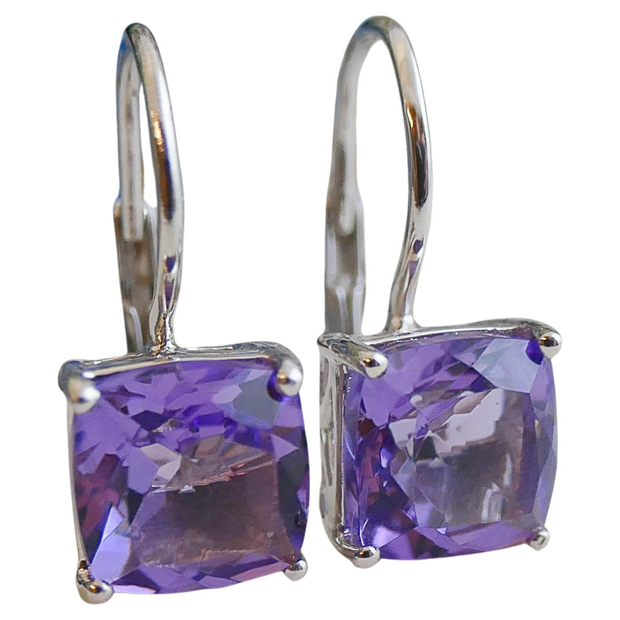 Boucles d
oreilles Leverback en argent sterling avec améthyste en vente