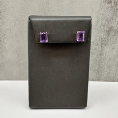 Amethyst Stud Earrings 14kt Yellow Gold 8x6mm Emerald Cut Estate
