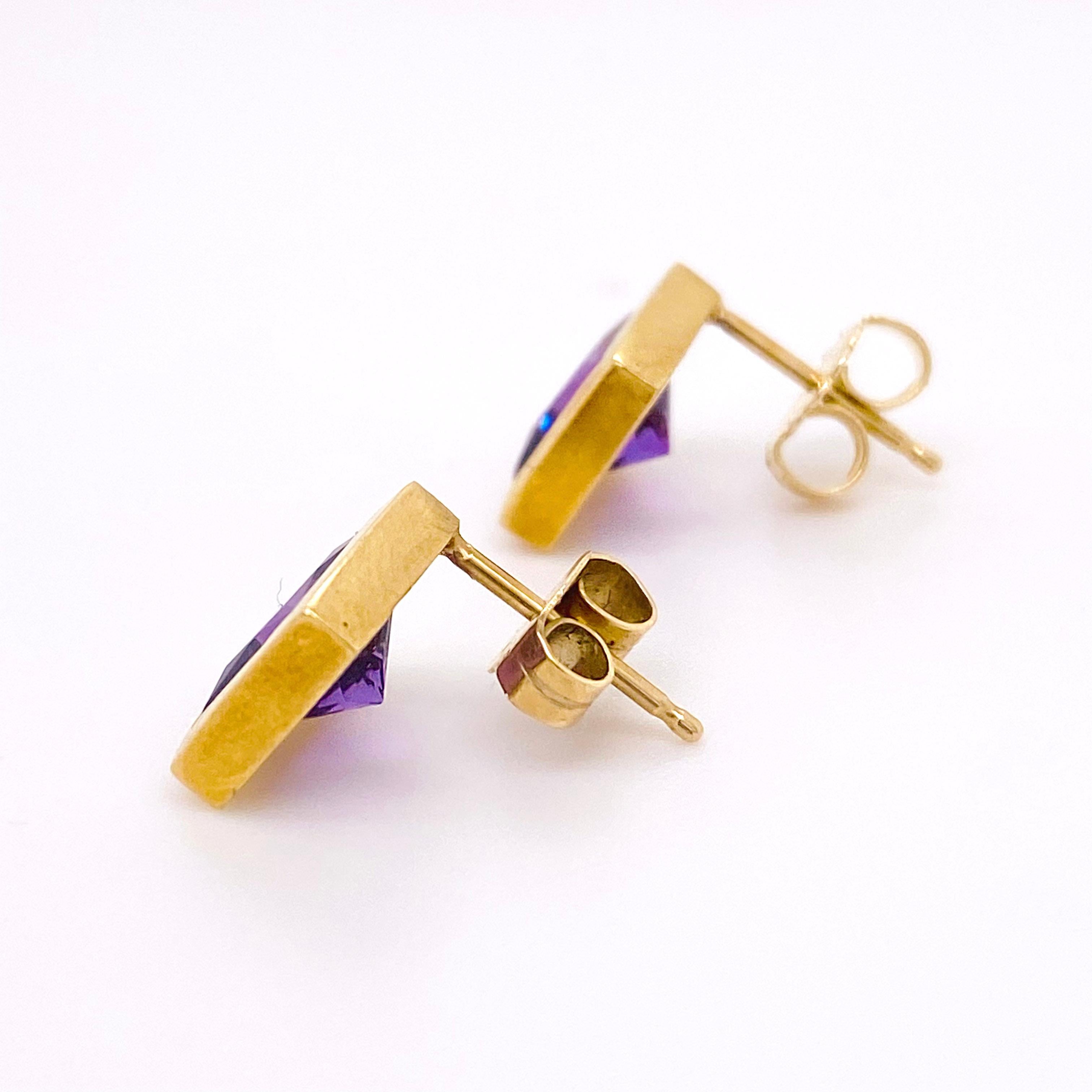 18k yellow gold amethyst dangle earrings