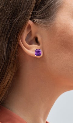 Amethyst-Ohrstecker 5.20 Karat Rhodium-Platin-Sterlingsilber