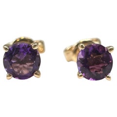 Amethyst Stud Earrings in 14kt Yellow Gold – 0.50ctw, New