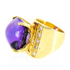 Amethyst Sugar Loaf Cut Diamond Gold Ring