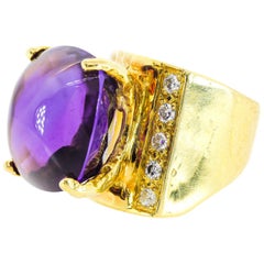 Amethyst Sugar Loaf Cut Diamond Gold Ring