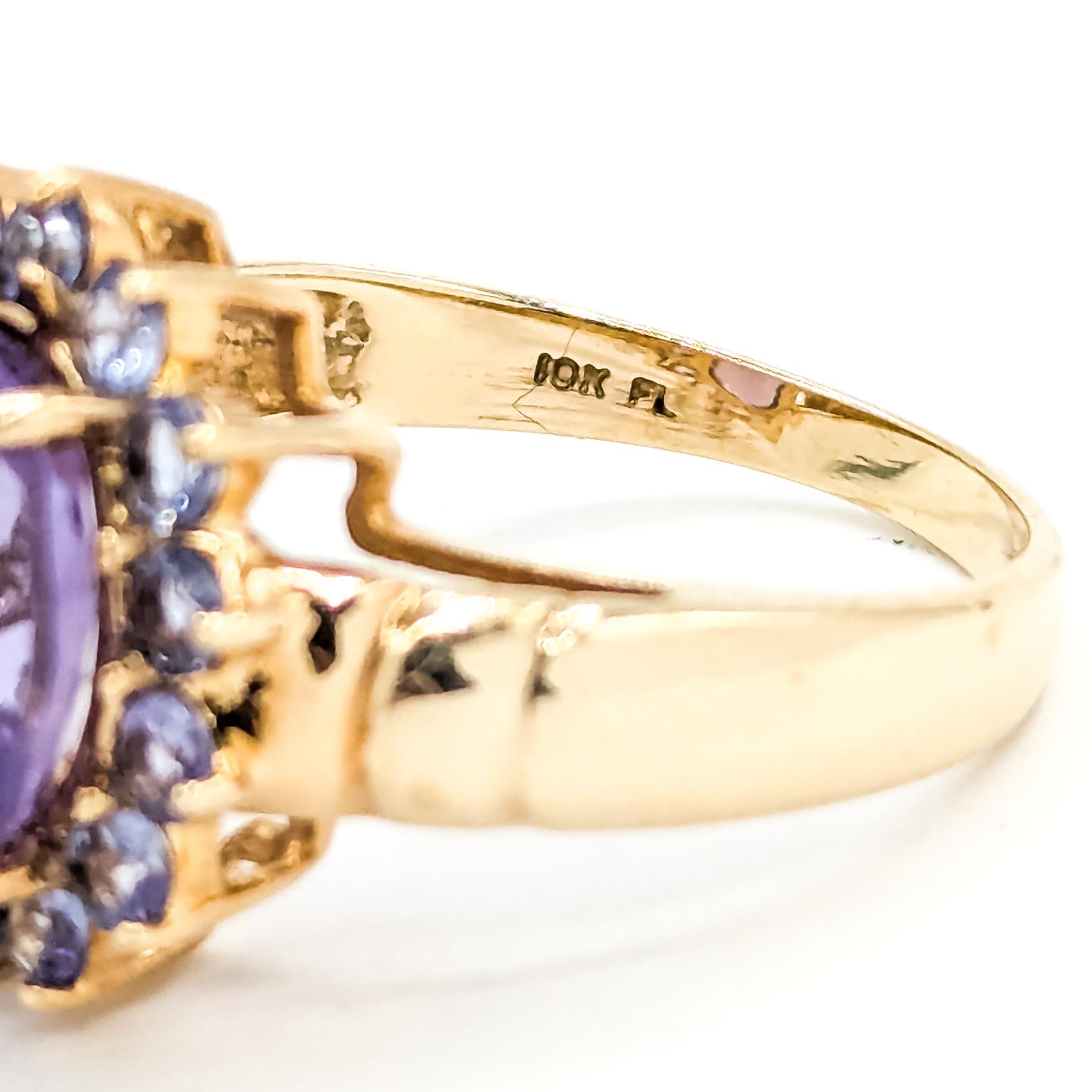 Bague cocktail en or jaune 10k avec améthyste et tanzanite en vente 4