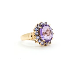 Amethyst & Tanzanite Cocktail Ring in 10k Yellow Gold