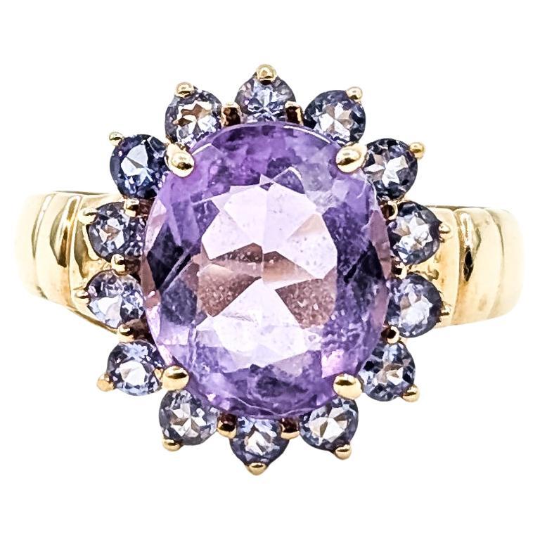 Bague cocktail en or jaune 10k avec améthyste et tanzanite