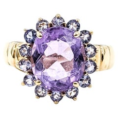 Amethyst & Tansanit Cocktail Ring in 10k Gelbgold