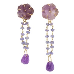 Amethyst Tanzanite Gold Spring Blossom Earring