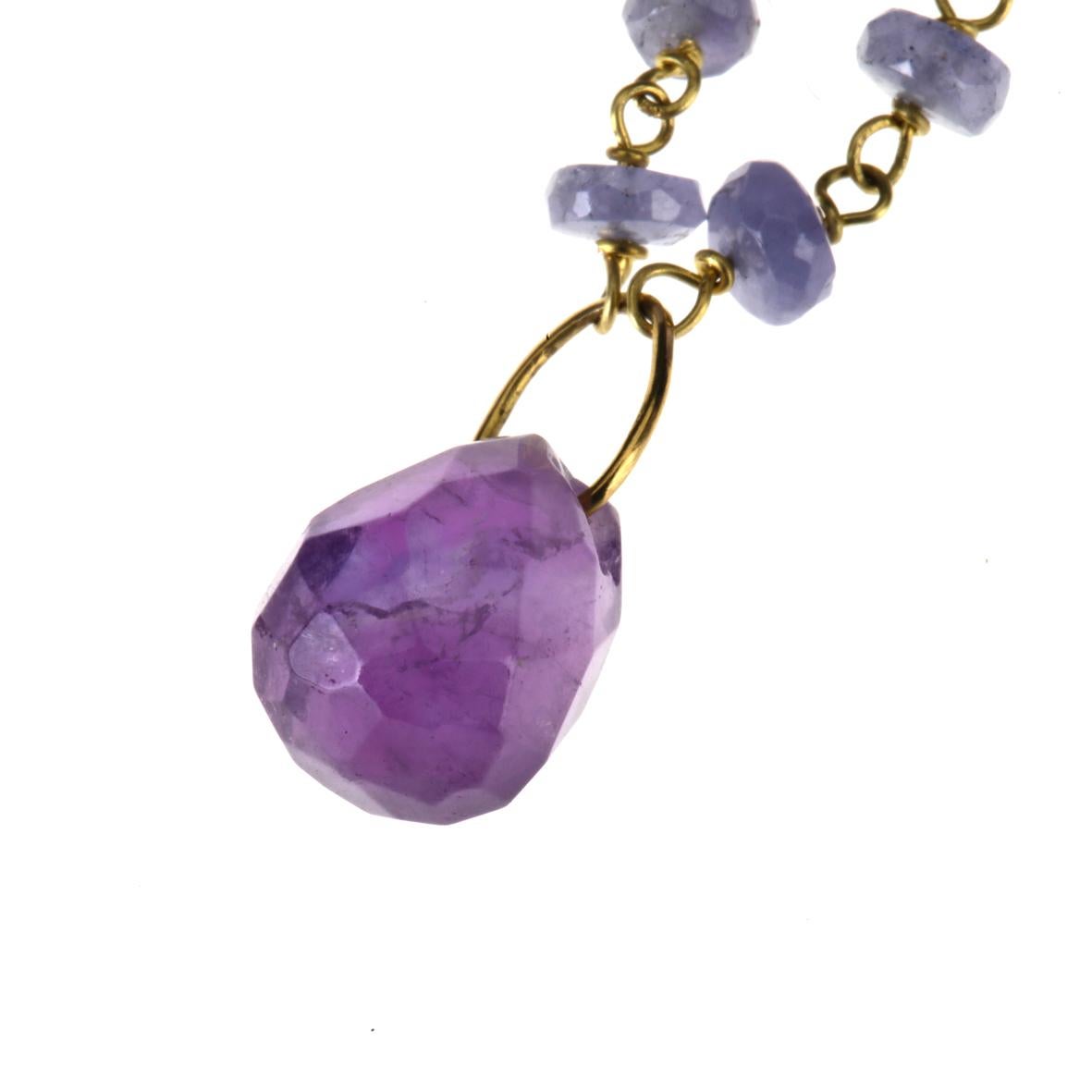 Women's Amethyst Tanzanite Gold Spring Blossom Earring For Sale