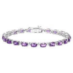 Pulsera de tenis de amatista de 10 quilates bañada en oro blanco de 14 quilates