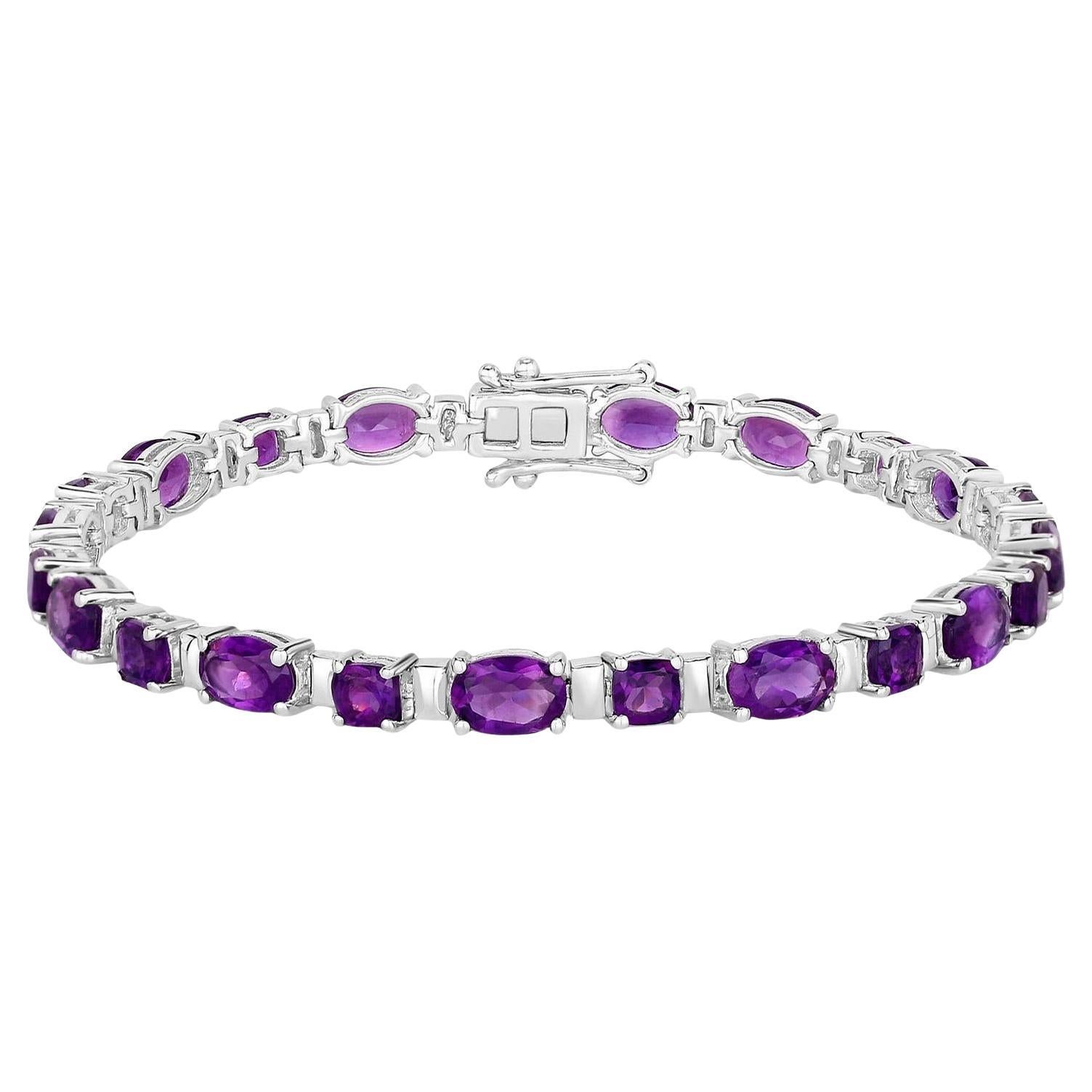 Amethyst Tennis Bracelet 12.6 Carats Sterling Silver