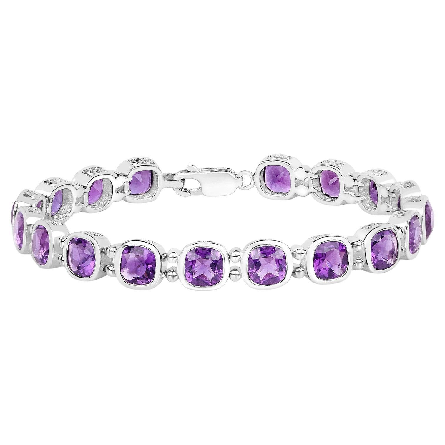 Bracciale Tennis con Ametista 13.4 Carati in Argento Sterling