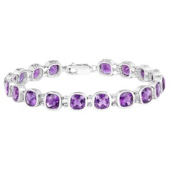 Amethyst Tennis Bracelet 13.4 Carats Sterling Silver