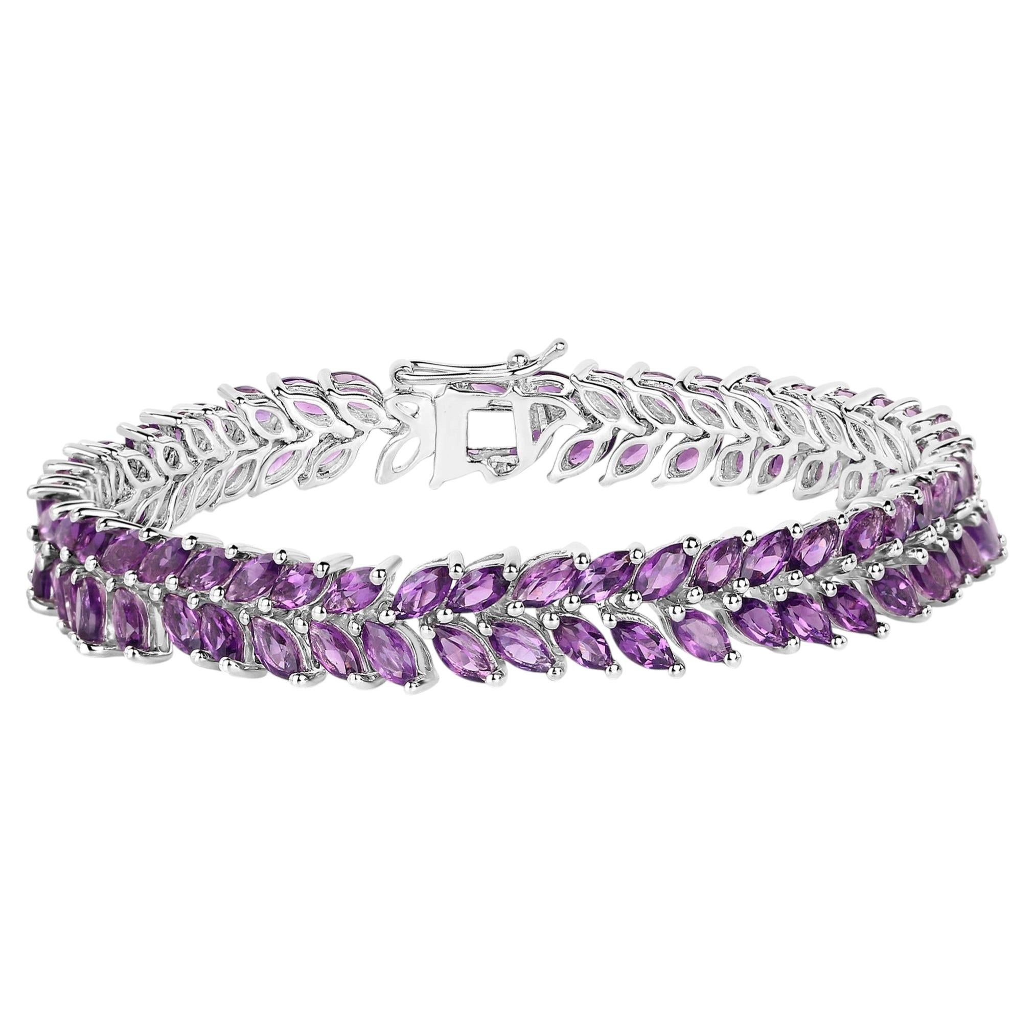 Amethyst Tennis Bracelet 13.7 Carats Sterling Silver