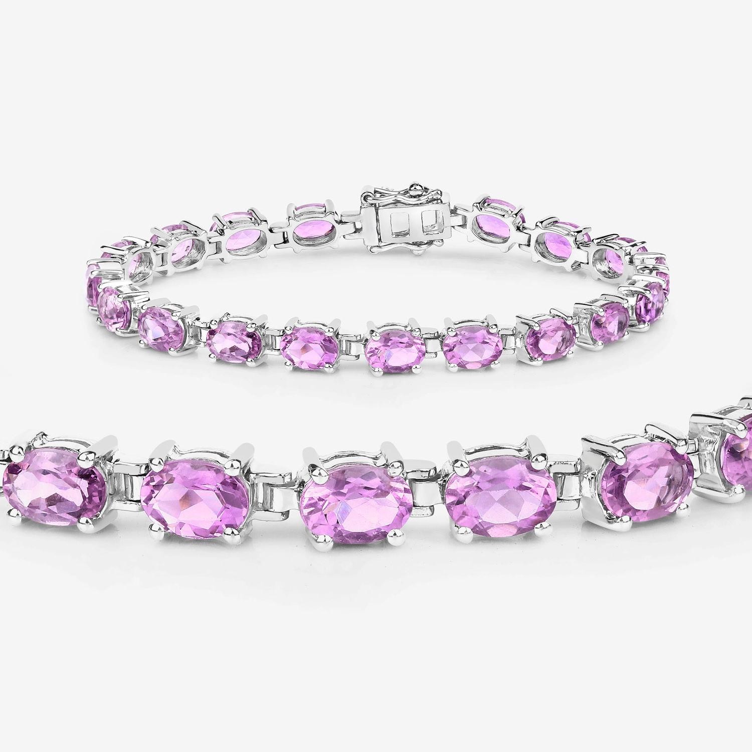 Contemporary Amethyst Tennis Bracelet 14.3 Carats Sterling Silver For Sale
