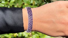 Amethyst Tennis Bracelet 18.6 Carats Sterling Silver
