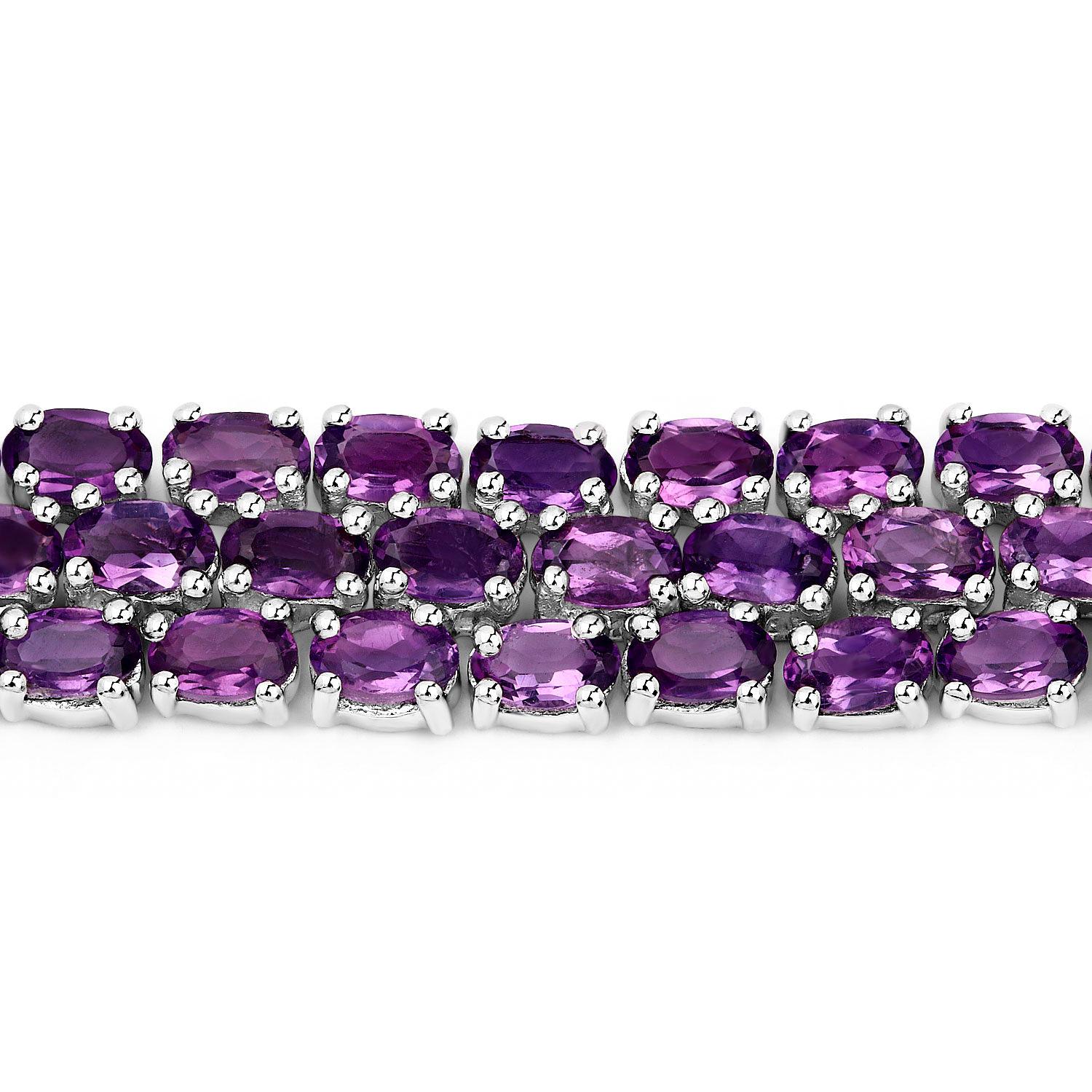 Contemporary Amethyst Tennis Bracelet 18.6 Carats Sterling Silver For Sale