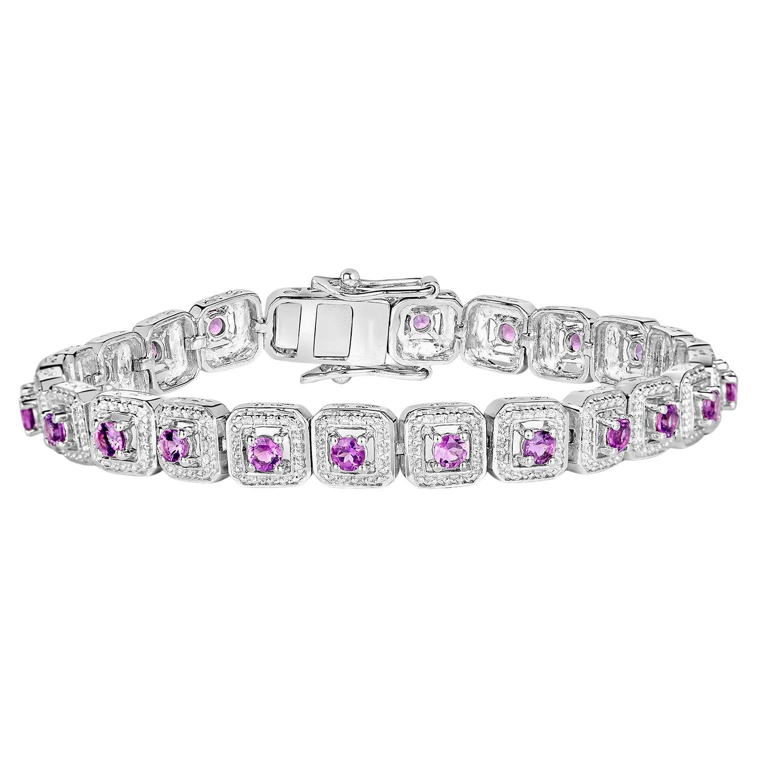Amethyst Tennis Bracelet 2.3 Carats Sterling Silver For Sale