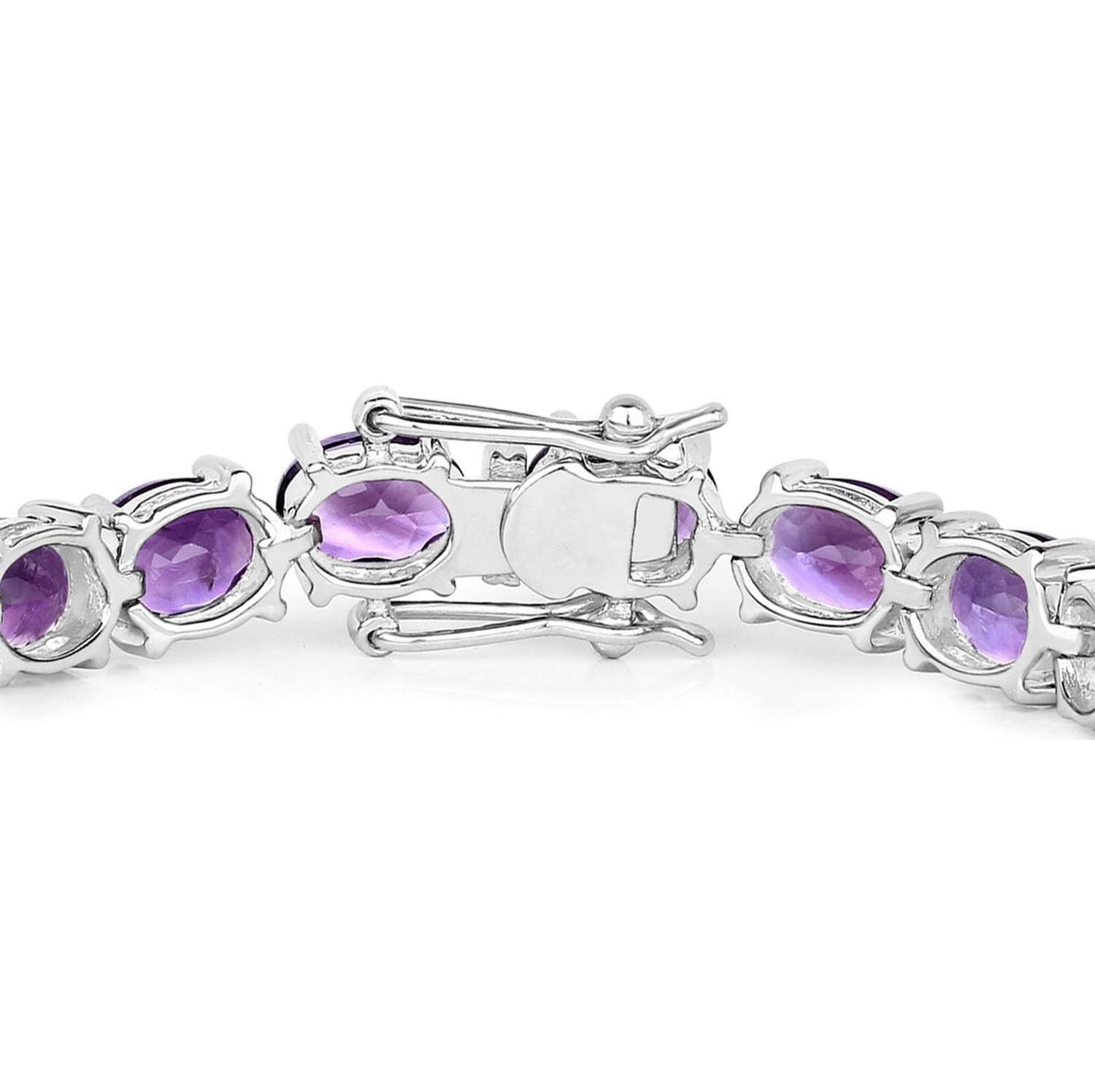 Amethyst Tennis Bracelet 23.10 Carats Rhodium Plated Sterling Silver In Excellent Condition For Sale In Laguna Niguel, CA