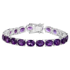 Amethyst-Tennisarmband 23,10 Karat rhodiniertes Sterlingsilber