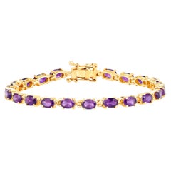 Bracciale Tennis con ametista da 7,96 carati, argento placcato oro