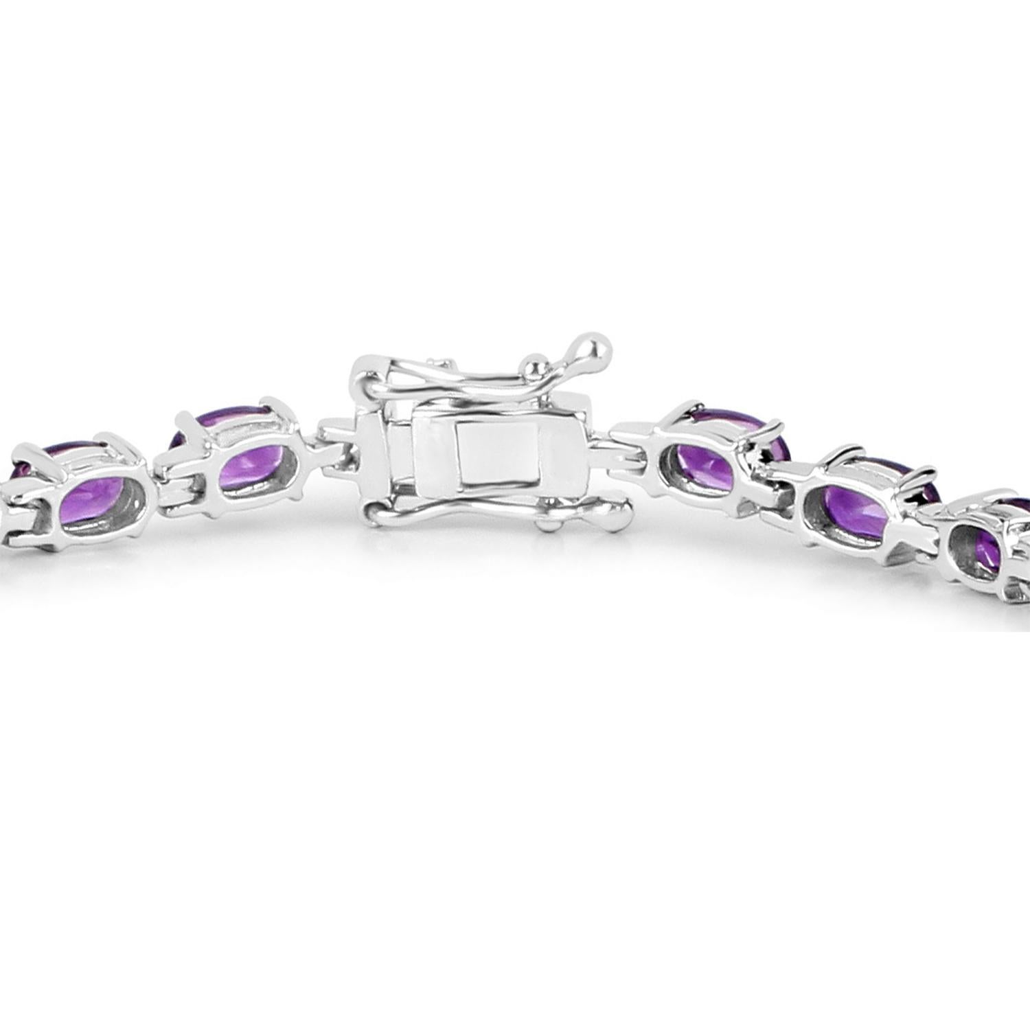 Amethyst Tennis Bracelet 7.98 Carats Rhodium Plated Sterling Silver In Excellent Condition For Sale In Aliso Viejo, CA