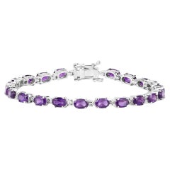 Bracelet tennis en argent sterling plaqué rhodium de 7,98 carats