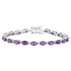 Pulsera de tenis amatista 7.98 quilates Plata de ley rodiada