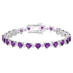 Pulsera de tenis amatista eslabones de diamantes 10 quilates plata de ley