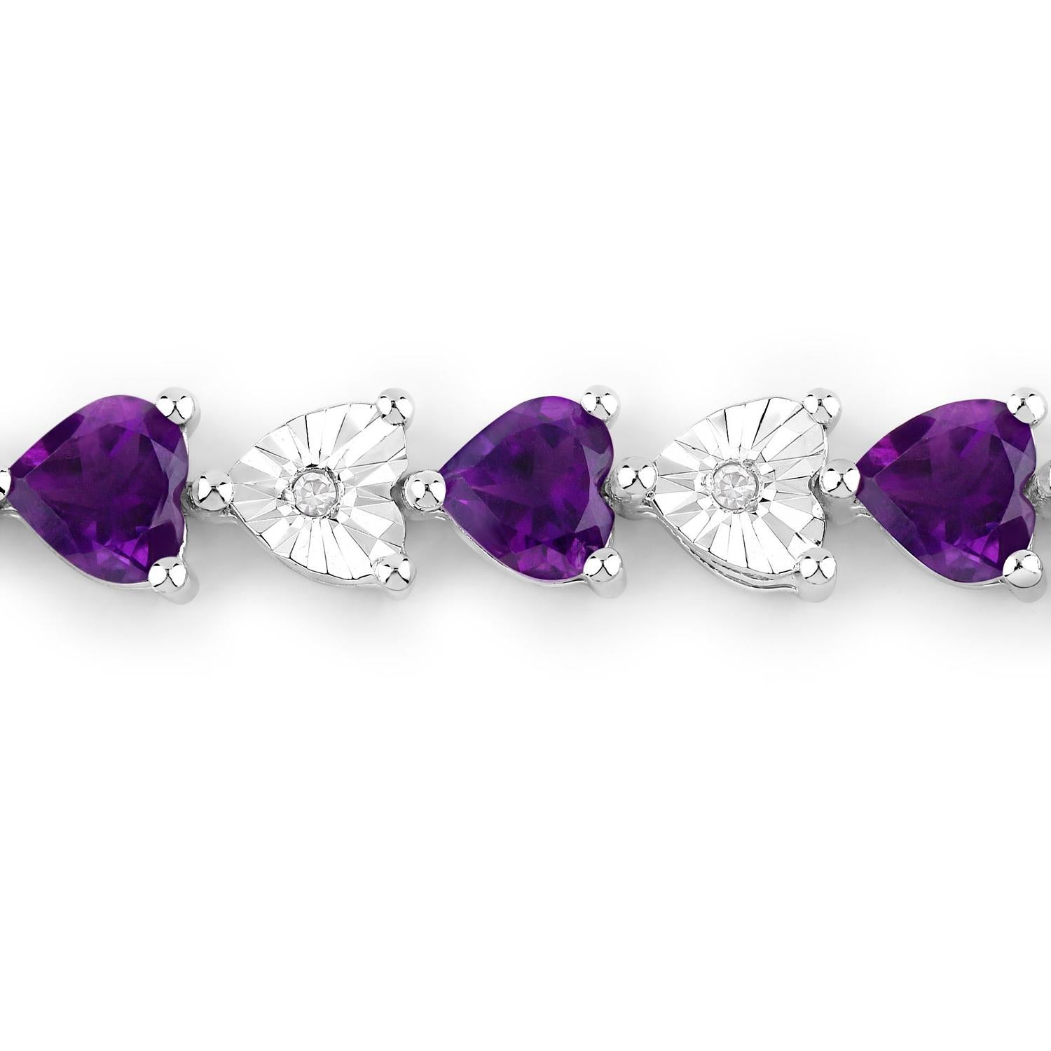 Contemporain Bracelet de tennis en améthyste Diamants 6,58 carats Argent Sterling en vente