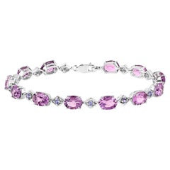 Amethyst Tennis Bracelet Tanzanite Links 13 Carats Sterling Silver