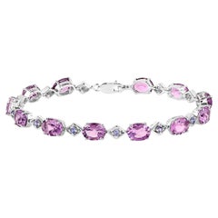 Amethyst Tennis Bracelet Tanzanite Links 13 Carats Sterling Silver