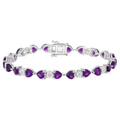 Amethyst Tennis Bracelet White Diamonds 9.5 Carats Sterling Silver